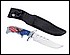 30042 An eagle and the red, white and blue of Old Glory come together to make an eye-catching handle for this stainless steel blade, defender's knife. A must for any collector. 