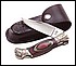 31479 Moose-design knife with stainless steel blade, leather sheath. 